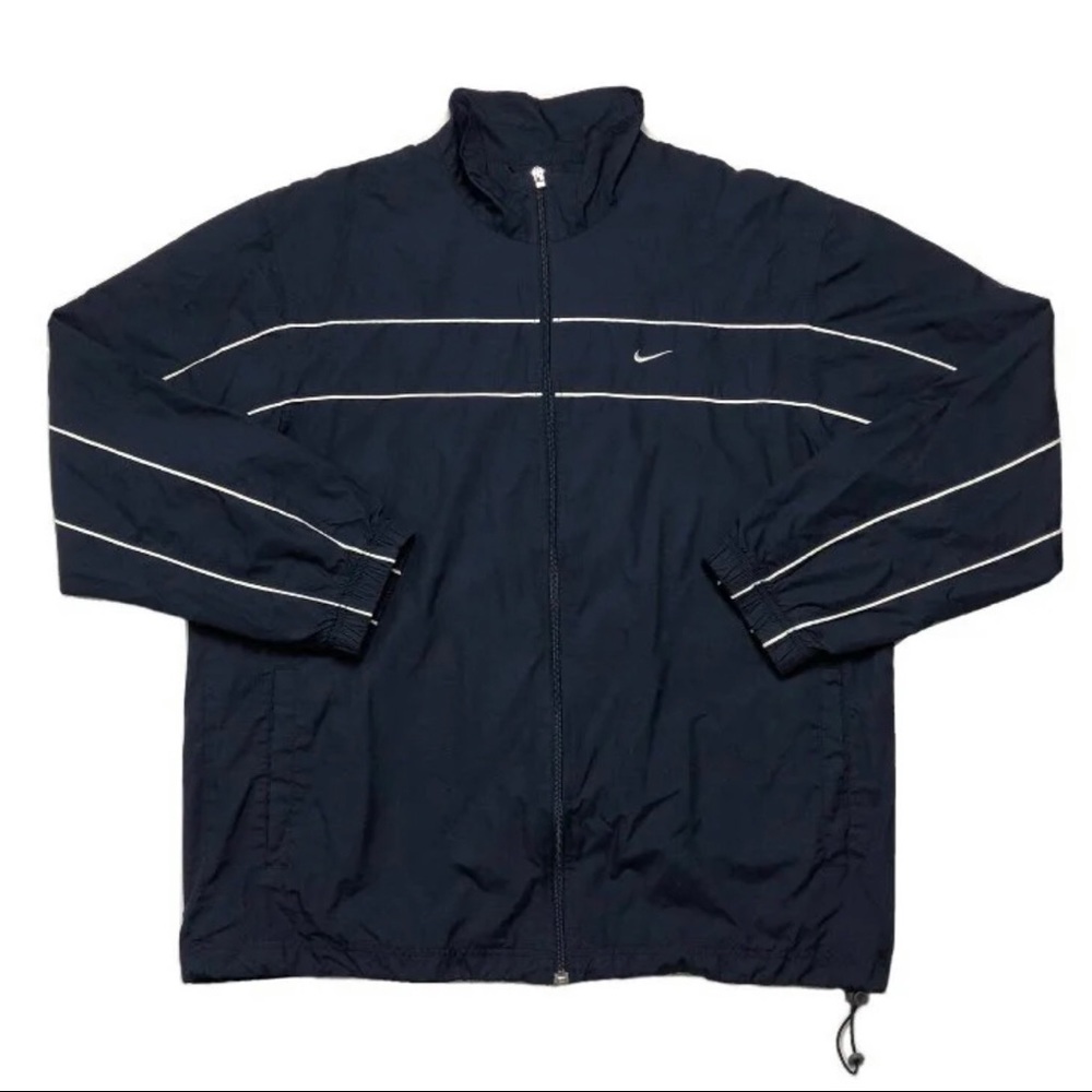 RARE Vintage Y2K Early 2000s Nike Navy Full Zip Windbreaker Size Large 10/10